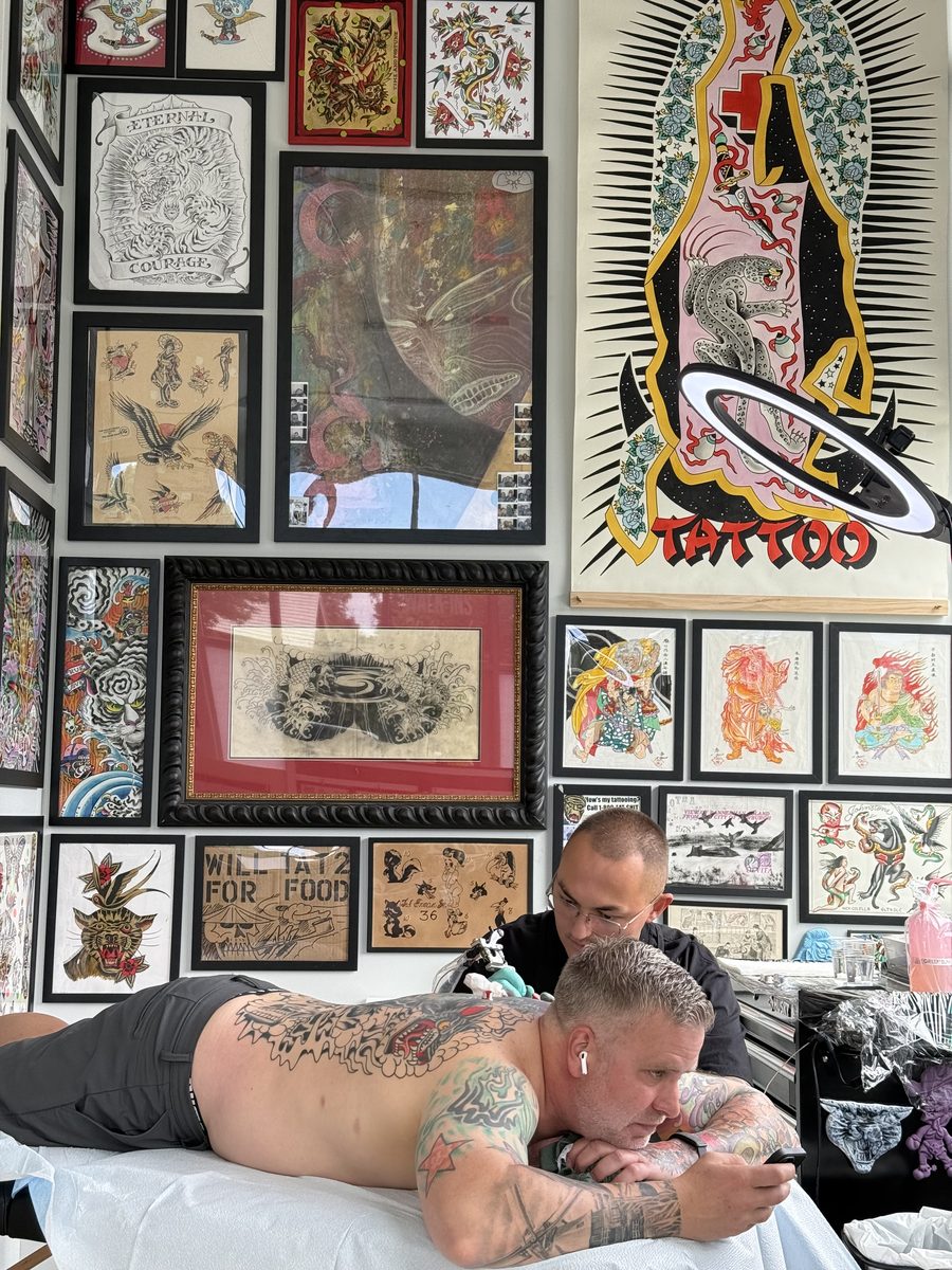 Nick Judkins tattooing at Nick’s Tattoo